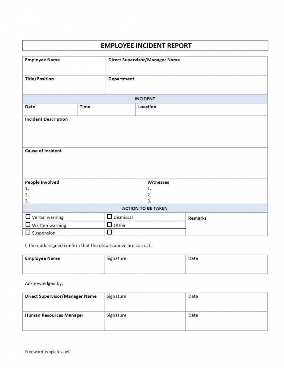 Editable Employee Incident Report Customer Incident Report Within Itil Incident Report Form Template