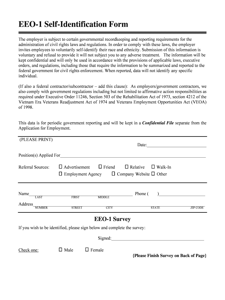 Eeo 1 Form Pdf – Fill Online, Printable, Fillable, Blank In Eeo 1 Report Template