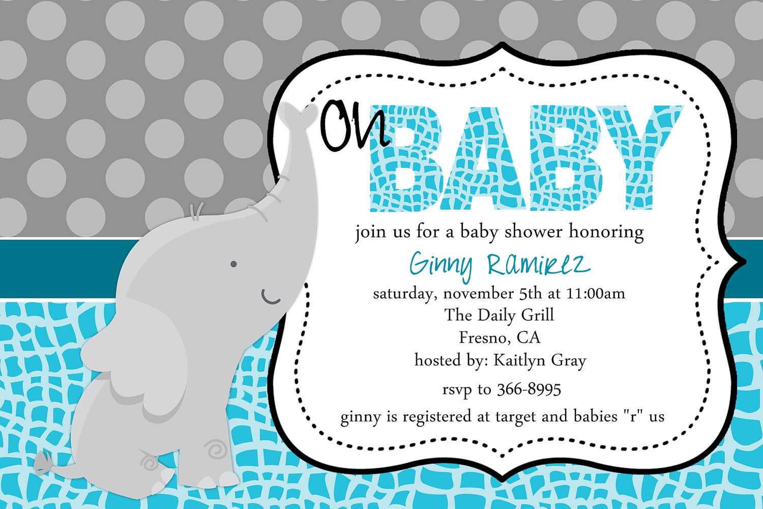Elephant Baby Shower Invitation Templates Within Free Baby Shower Invitation Templates Microsoft Word