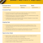 Employee Daily Activity Report Template With Daily Activity Report Template