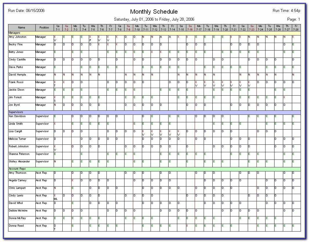 Employee Schedule Template | Marseillevitrollesrugby In Blank Monthly Work Schedule Template