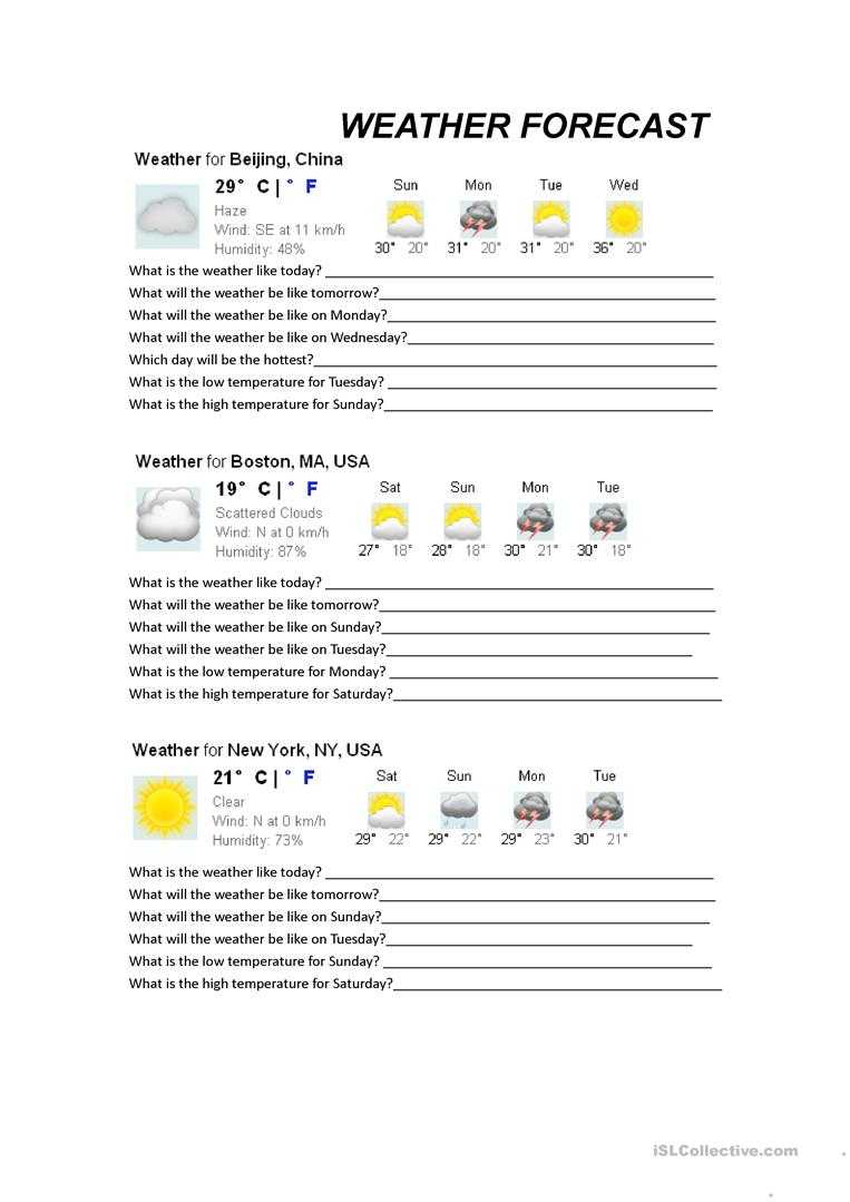 English Esl Forecast Worksheets – Most Downloaded (23 Results) Intended For Kids Weather Report Template