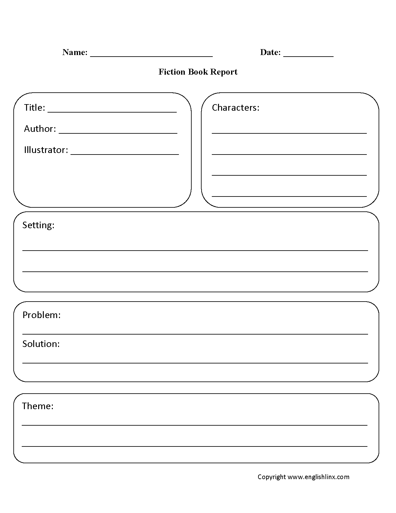 Englishlinx | Book Report Worksheets For Book Report Template Middle School