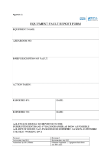 Equipment Fault Report - Fill Online, Printable, Fillable for Equipment Fault Report Template
