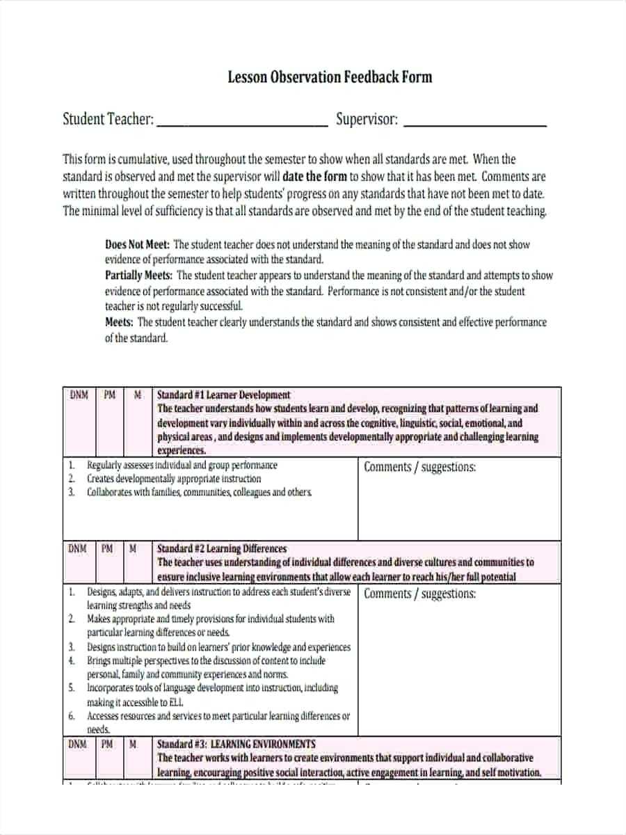 Essay Appraisal Form Teacher Template Lecturer Evaluation Throughout Student Feedback Form Template Word