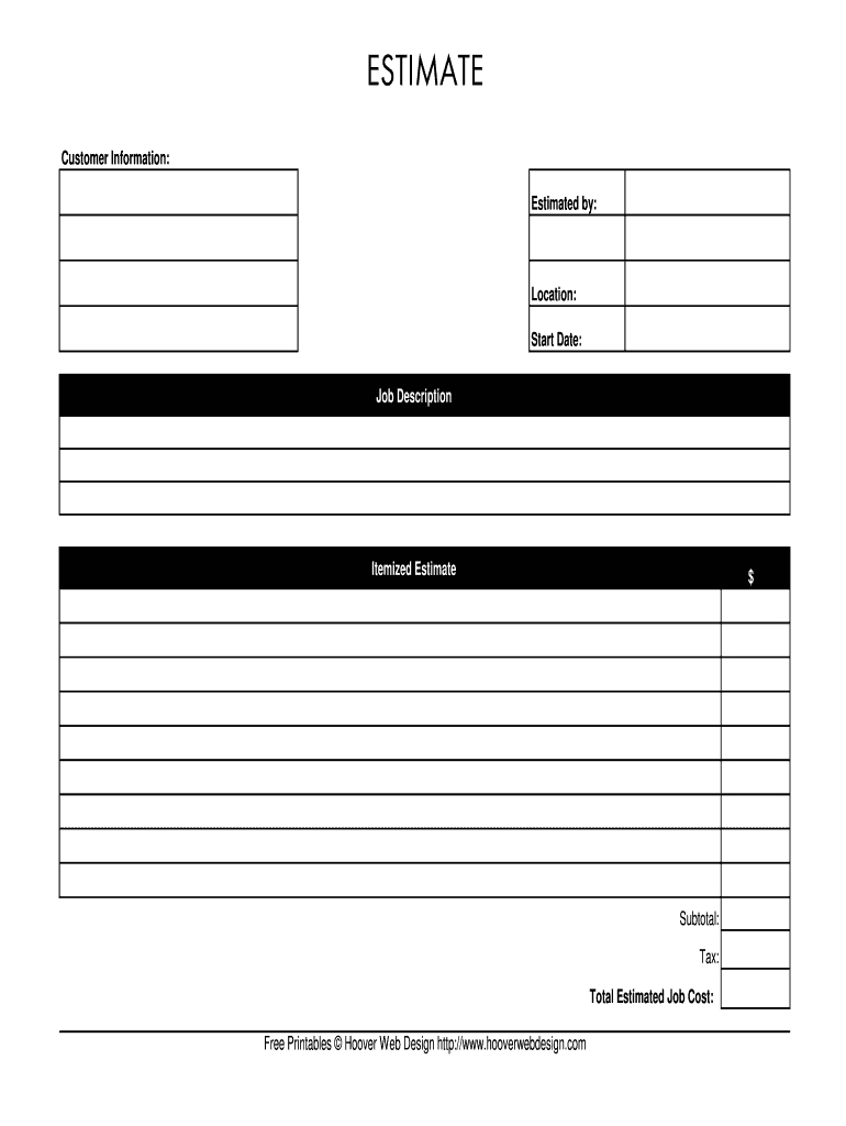 Estimate Template – Fill Online, Printable, Fillable, Blank Within Work Estimate Template Word