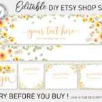 Etsy Banner Diy Template, Yellow Watercolor Flowers Etsy Branding Kit, Etsy  Shop Graphics,etsy Cover Image,templett Etsy Shop Mockup Pertaining To Etsy Banner Template