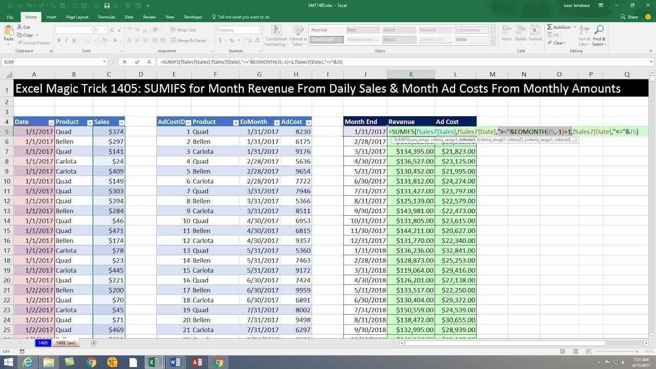 Excel Magic Trick Y Totals Report Sales From Daily Records For Free Daily Sales Report Excel Template