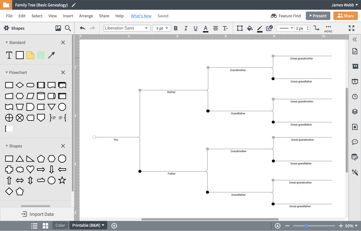 Family Tree Generator | Lucidchart Pertaining To Blank Tree Diagram Template