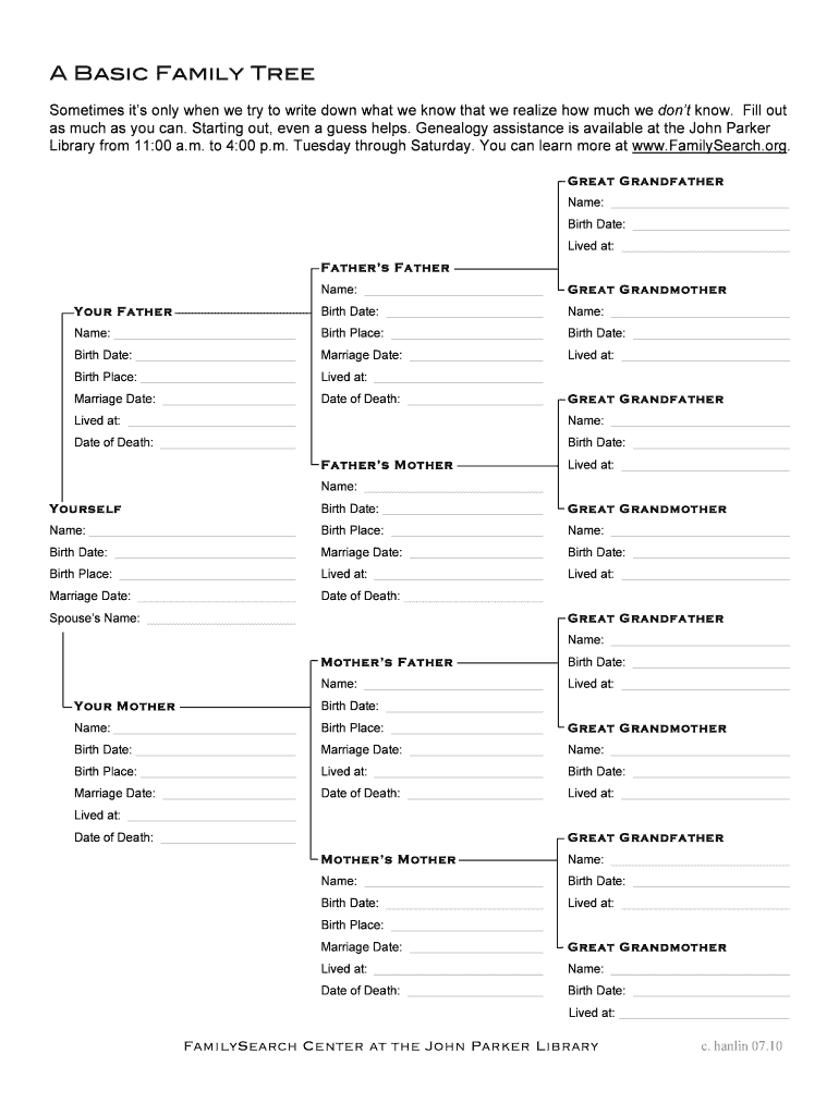 Family Tree Template – Fill Online, Printable, Fillable Throughout Fill In The Blank Family Tree Template