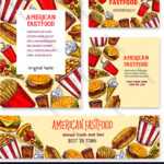 Fast Food American Restaurant Banner Template Set Within Food Banner Template
