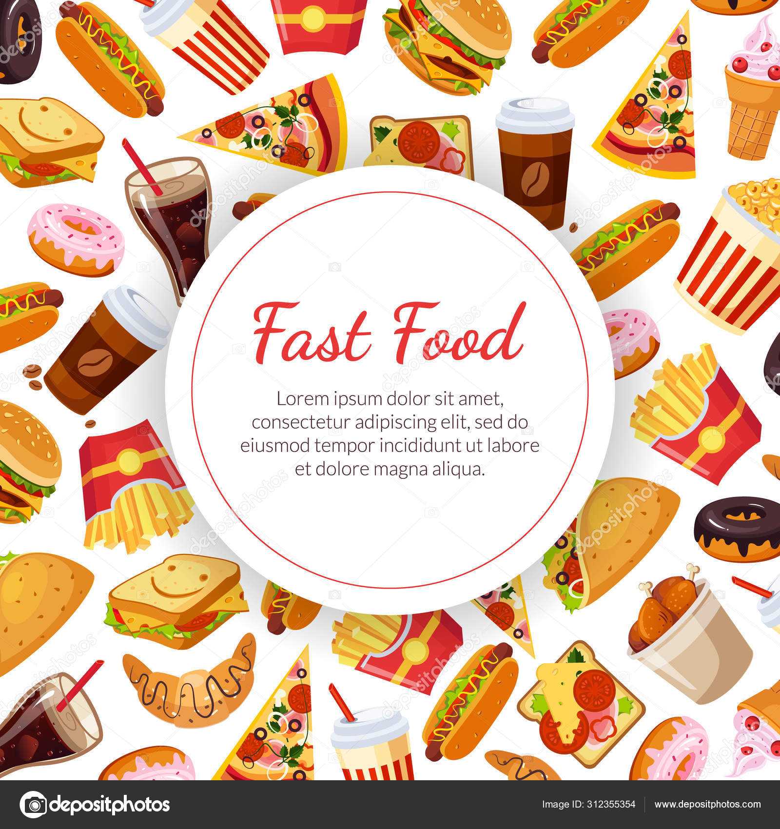 Fast Food Banner Template, Restaurant, Cafe Design Element Pertaining To Food Banner Template