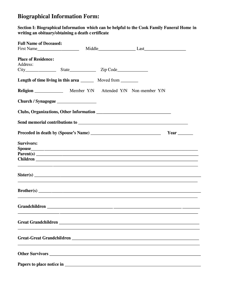 Fill In The Blank Obituary Template Pdf - Fill Online Intended For Fill In The Blank Obituary Template