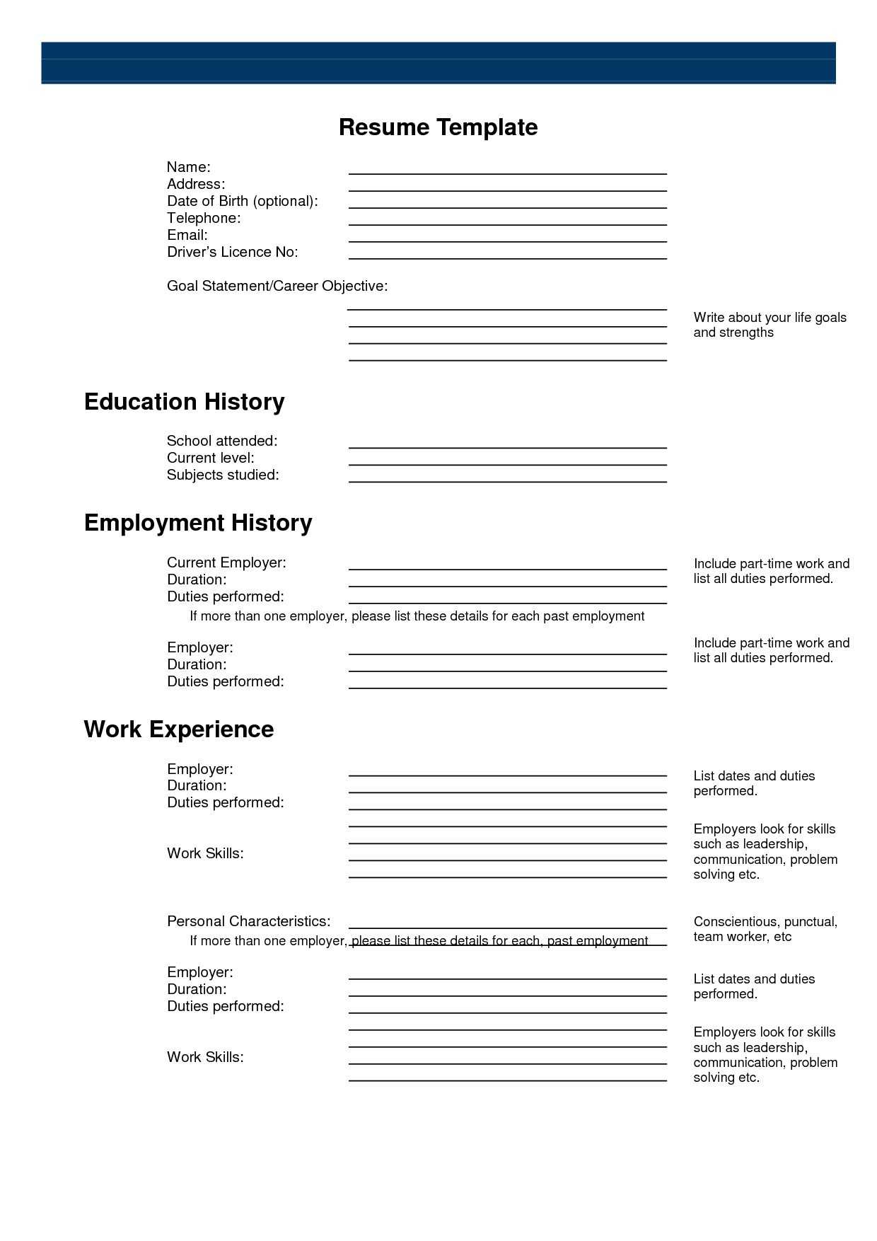 Fill In The Blank Resume Printable – Karan.ald2014 With Free Printable Resume Templates Microsoft Word