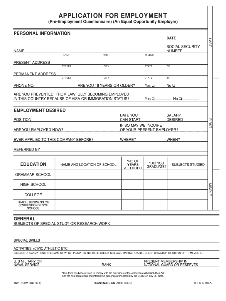 Fillable Job Application – Fill Online, Printable, Fillable In Employment Application Template Microsoft Word