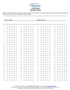 Final Exam 100 Question Test Answer Sheet · Remark Software within Blank Answer Sheet Template 1 100