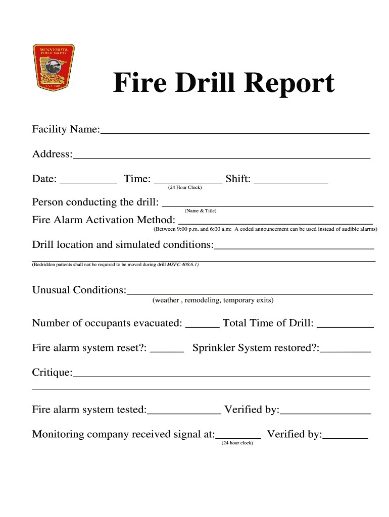Fire Drill Report Template Uk – Fill Online, Printable With Regard To Emergency Drill Report Template