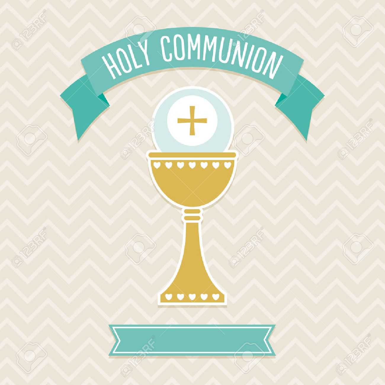 First Holy Communion Card Template In Cream And Aqua With Copy.. Intended For First Holy Communion Banner Templates