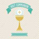 First Holy Communion Card Template In Cream And Aqua With Copy.. Throughout First Communion Banner Templates