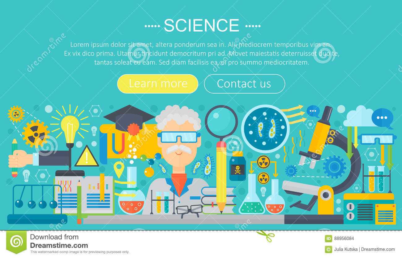 Flat Design Concept Of Science. Horizontal Banner With Within Science Fair Banner Template