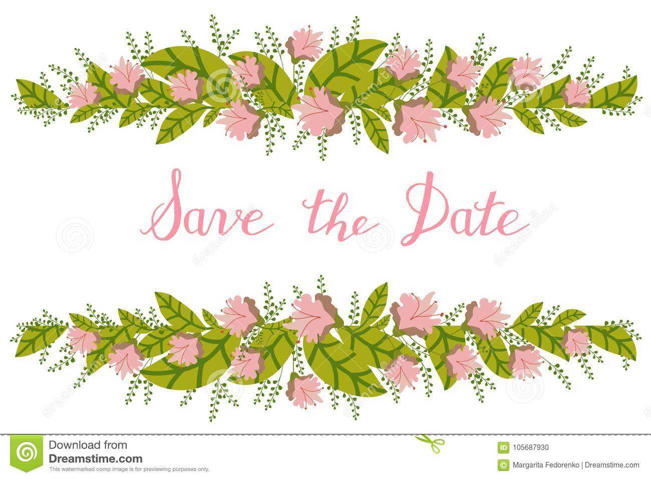 Flower Card, Invitation, Banner Template With Save The Date Pertaining To Save The Date Banner Template