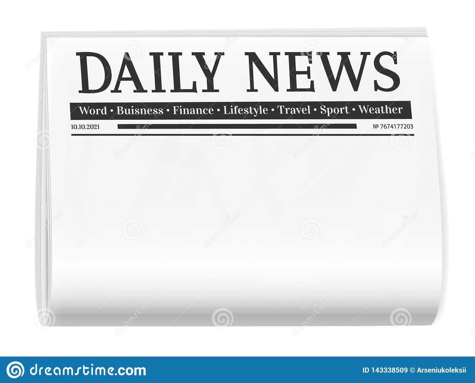 Folded Newspaper. Blank Background For News Page Template Within Blank Newspaper Template For Word