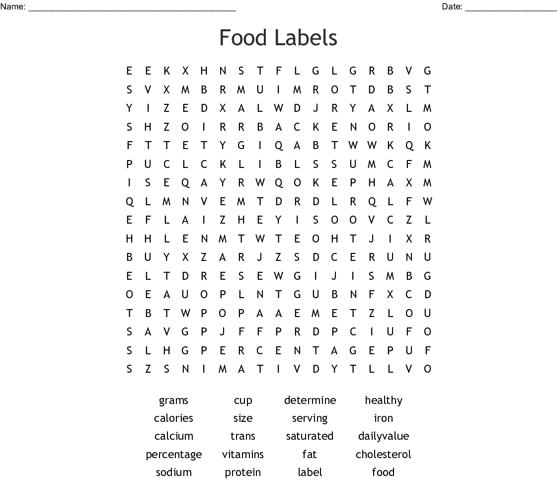 Food Labels Word Search – Wordmint Inside Food Label Template Word