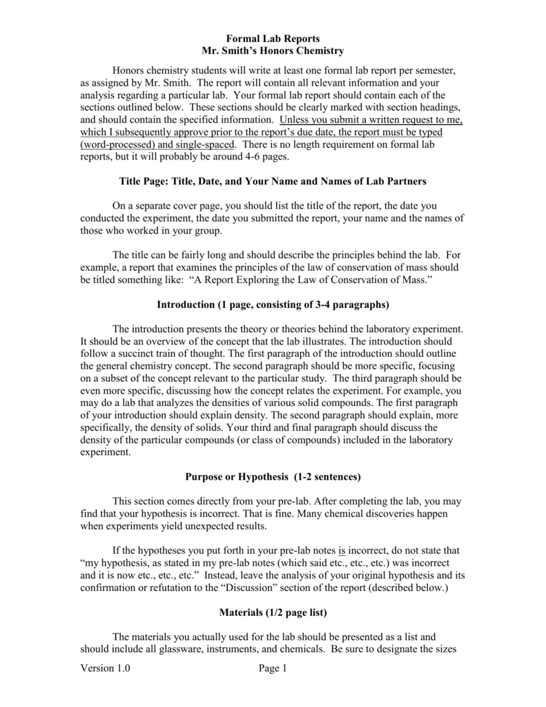 Formal Lab Report Template Throughout Chemistry Lab Report Template