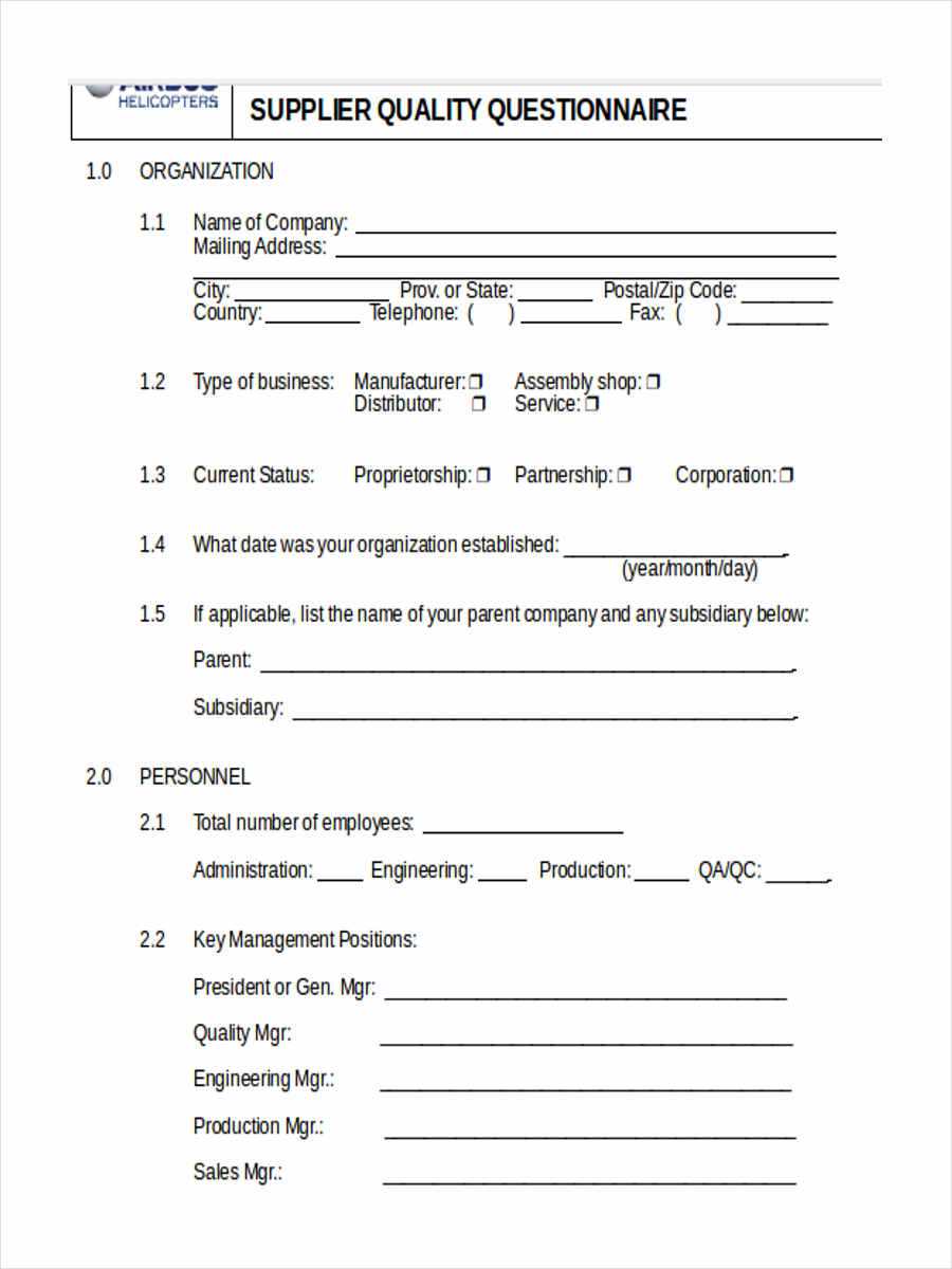 Free 11+ Sample Supplier Questionnaire Forms In Ms Word | Pdf With Event Survey Template Word