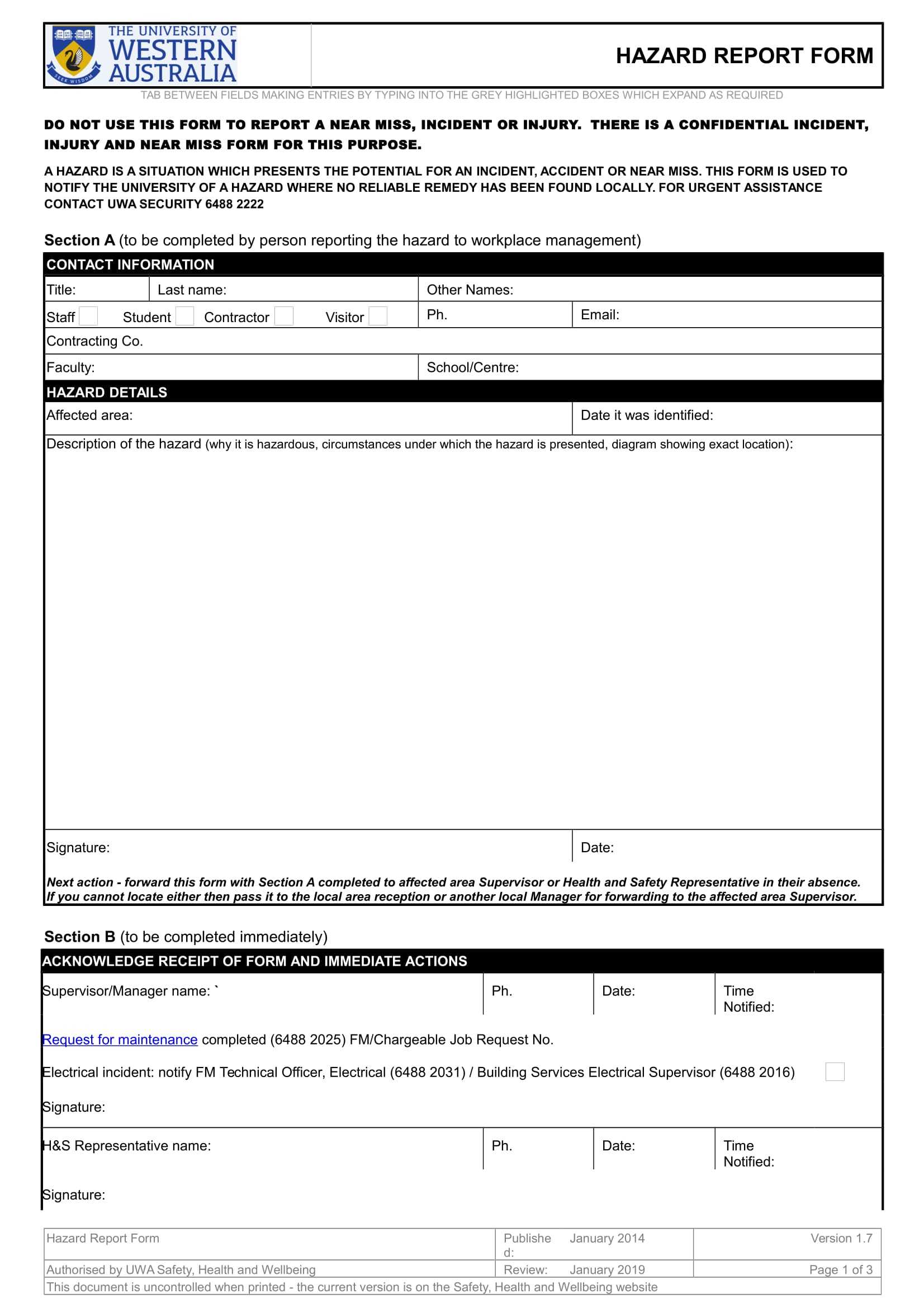 Free 13+ Hazard Report Forms In Ms Word | Pdf Regarding Ohs Incident Report Template Free