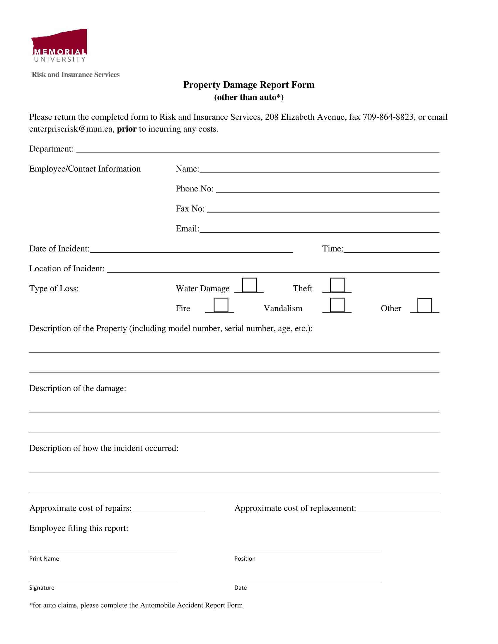 Free 14+ Damage Report Forms In Ms Word | Pdf | Excel With Insurance Incident Report Template