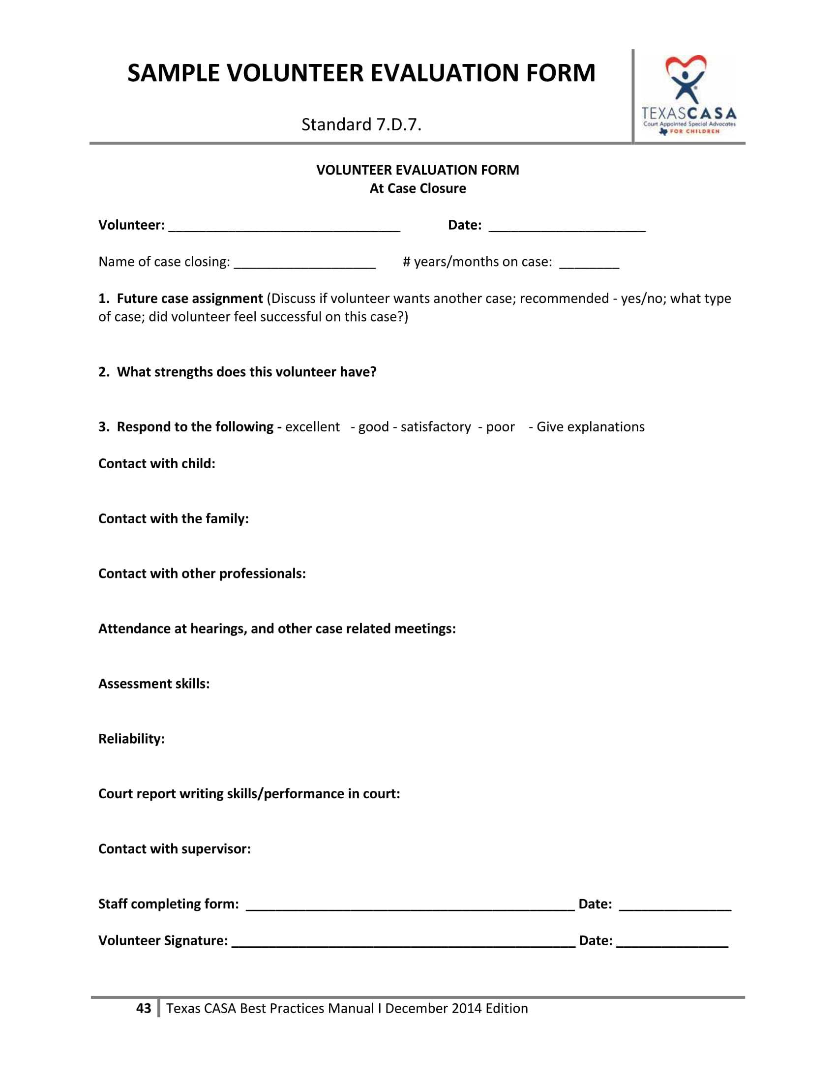 Free 14+ Volunteer Evaluation Forms In Pdf With Regard To Blank Evaluation Form Template