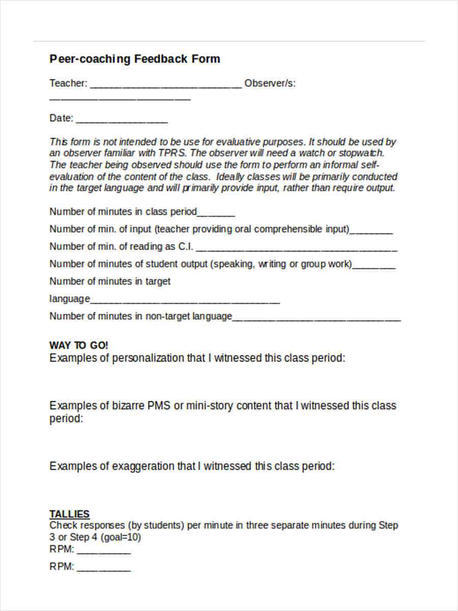 Free 16+ Teacher Feedback Forms In Pdf | Ms Word For Student Feedback Form Template Word