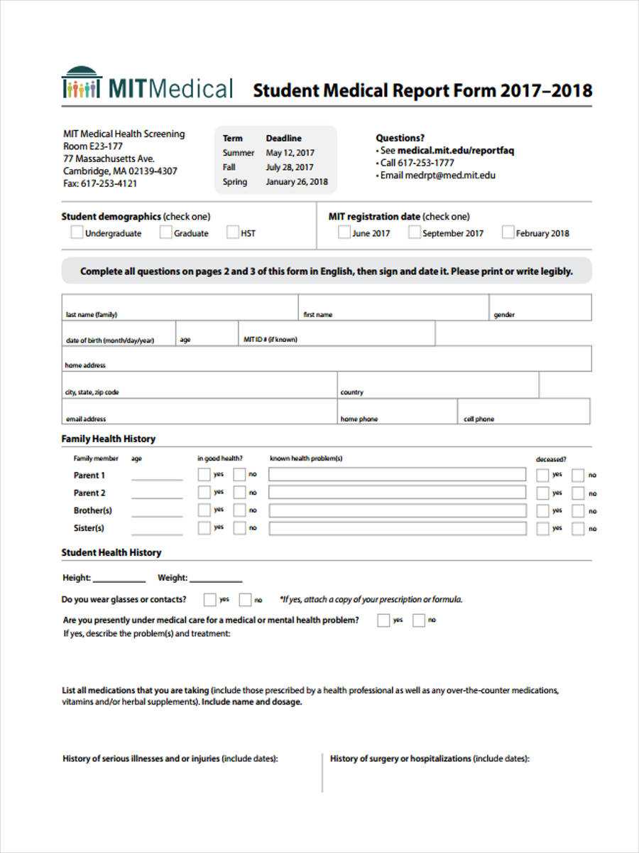Free 7+ Medical Report Forms In Pdf | Ms Word Intended For Medical Report Template Free Downloads