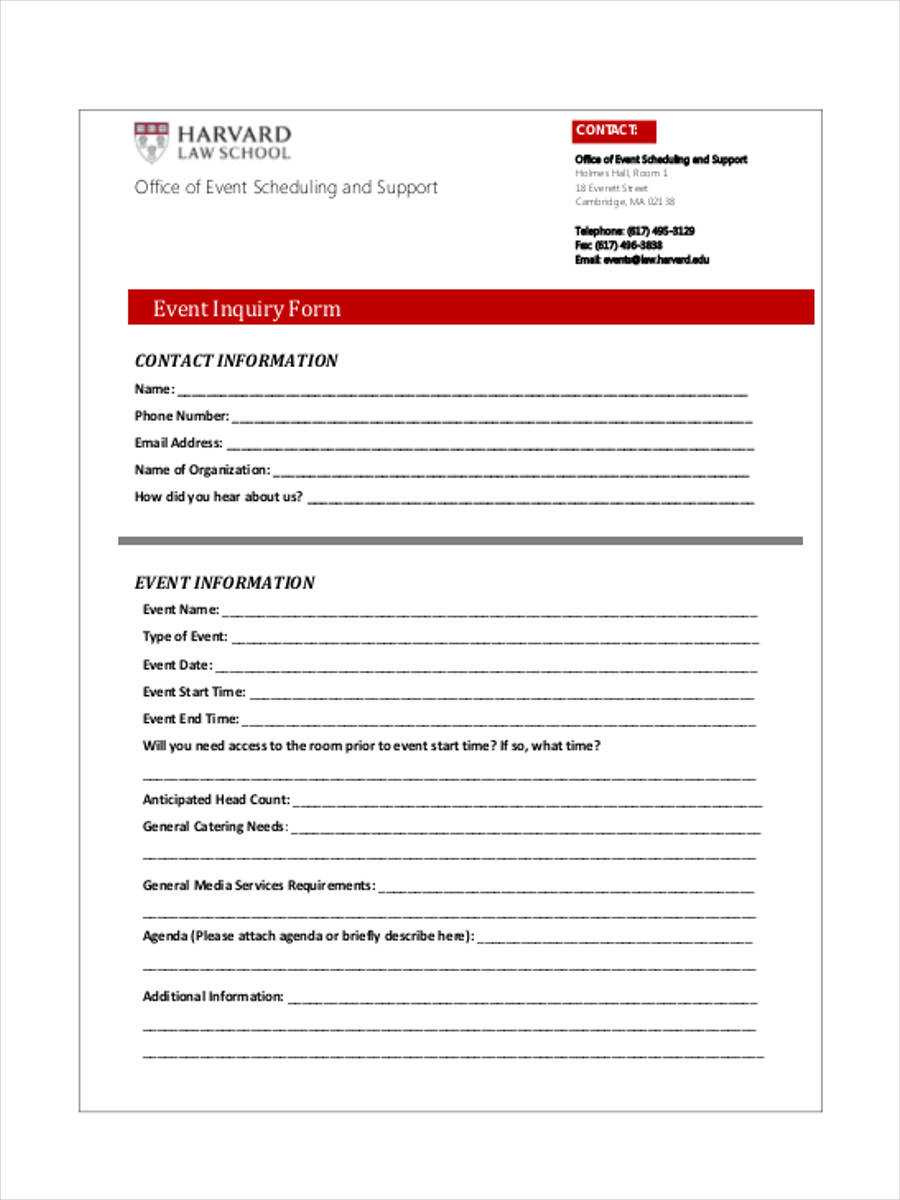 Free 7+ Sample Event Inquiry Forms In Ms Word | Pdf Pertaining To Enquiry Form Template Word