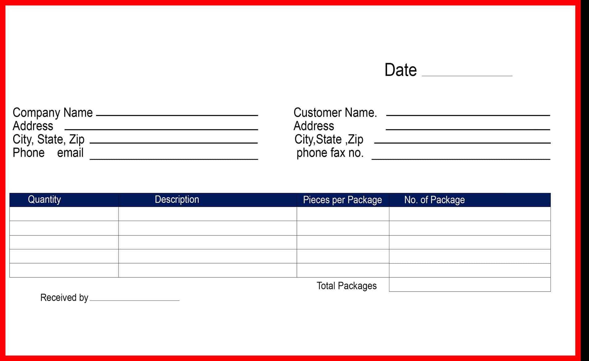 Free Delivery Receipt Template [Pdf, Word Doc & Excel] Throughout Blank Taxi Receipt Template