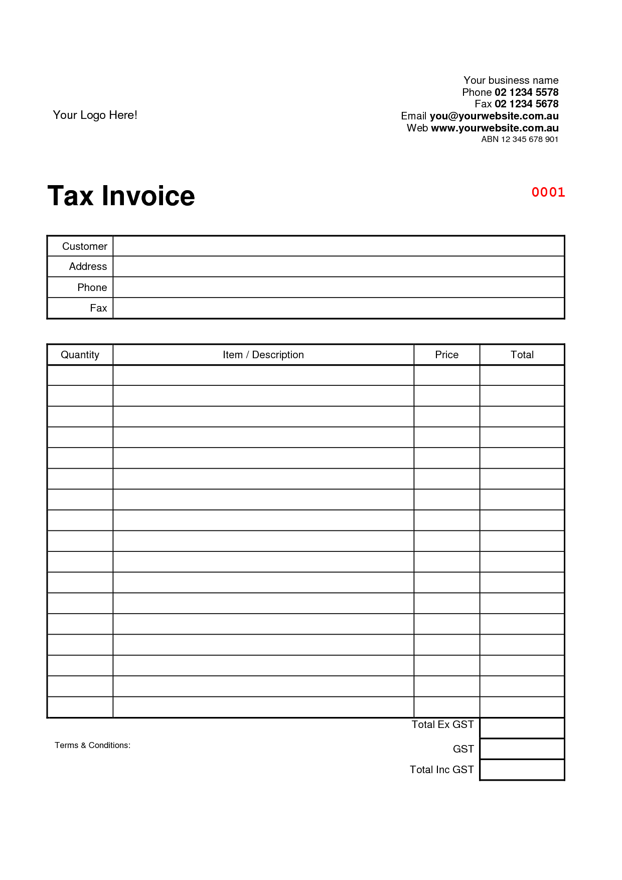 Free Downloadable Invoice Template Word And Tax Invoice Throughout Free Downloadable Invoice Template For Word