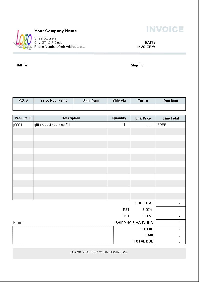 Free Downloadable Invoice Template Word Free Invoice Template Regarding Free Downloadable Invoice Template For Word
