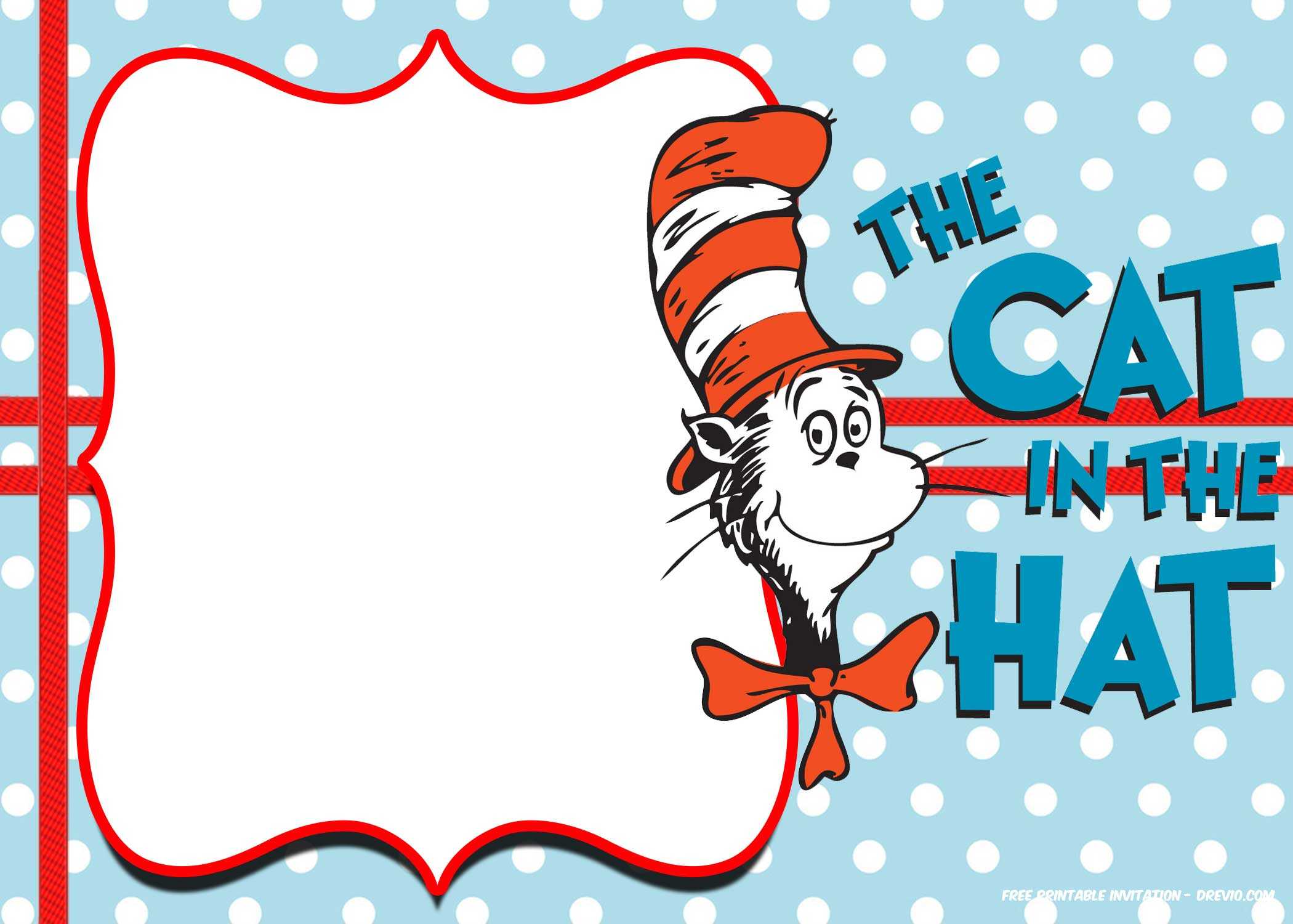 Free Dr.seuss Invitation Templates – Printable – Bagvania Throughout Blank Cat In The Hat Template
