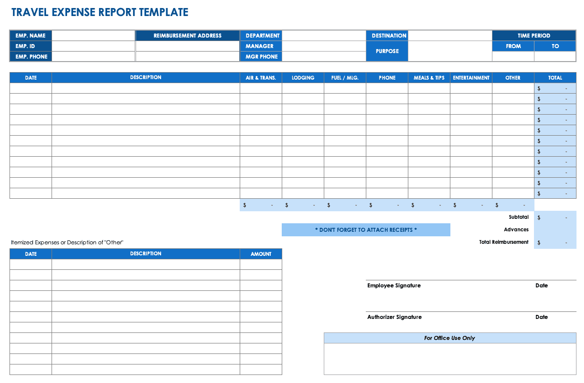 Free Expense Report Templates Smartsheet In Expense Report Template Xls