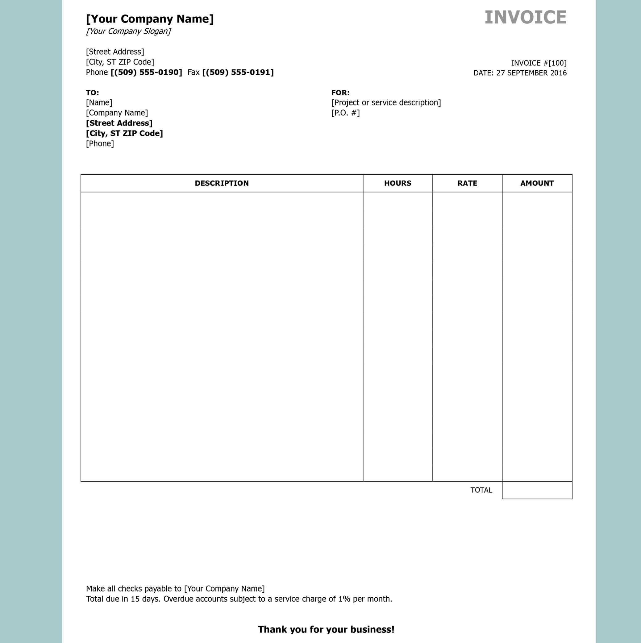 Free Invoice Templatesinvoiceberry – The Grid System With Regard To Free Downloadable Invoice Template For Word