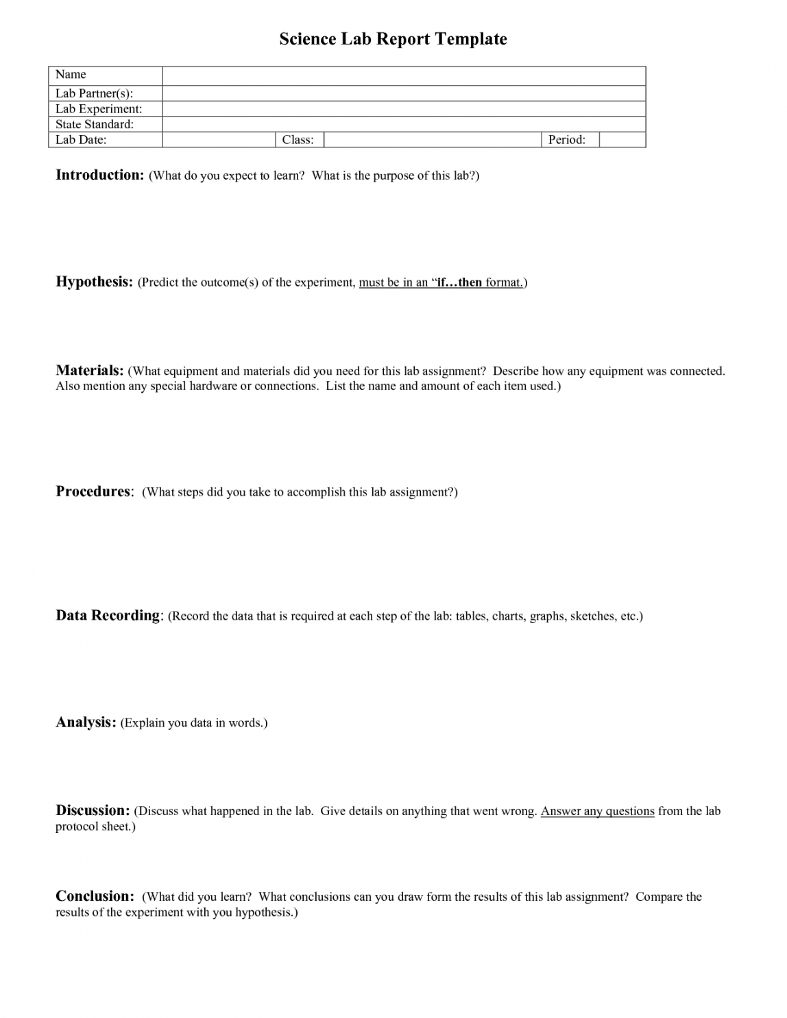 Free Lab Report Outline Science Lab Report Template School Regarding Science Lab Report Template