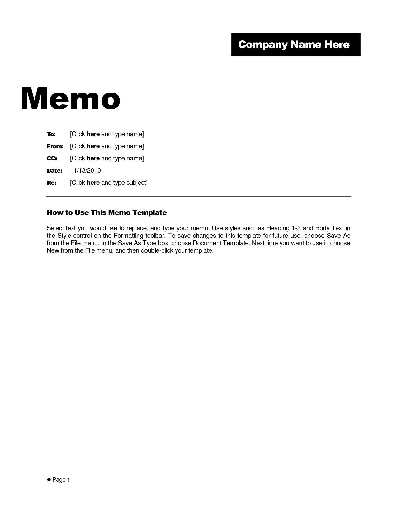 Free Memo Template Word 2010 – Kerren With Memo Template Word 2013