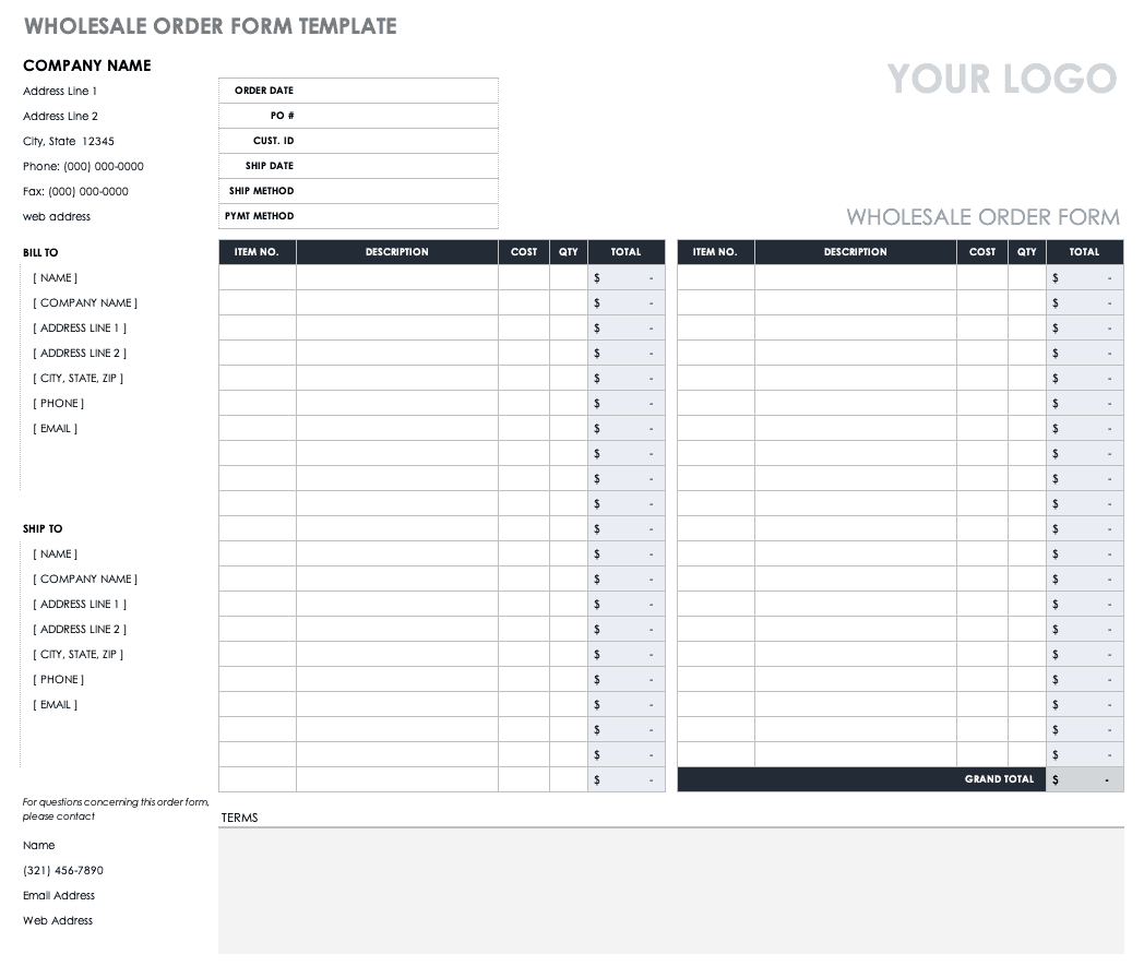 Free Order Form Templates | Smartsheet Throughout Blank Fundraiser Order Form Template