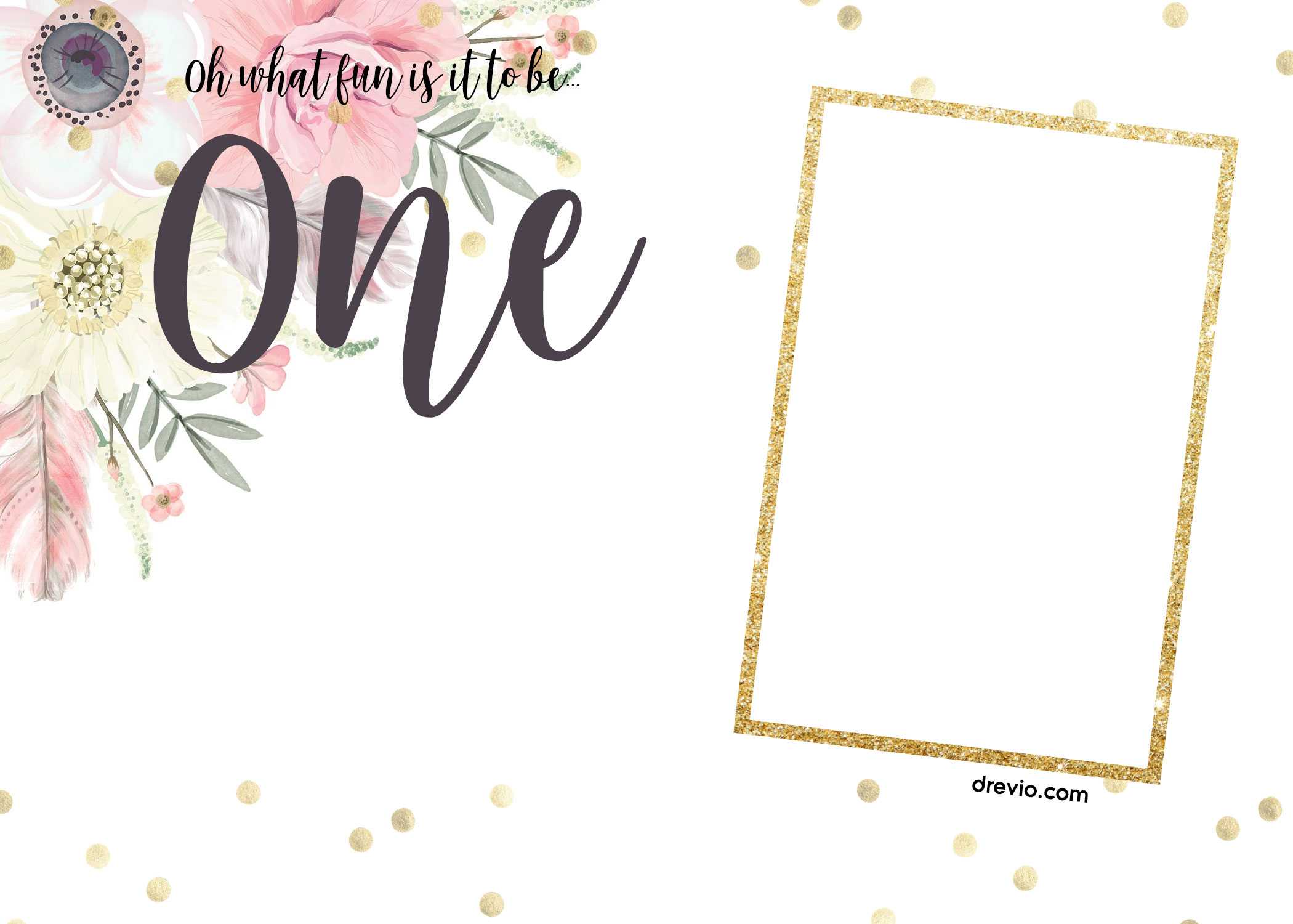 Free Printabe Boho Chic First Birthday Invitation Templates With Blank Templates For Invitations