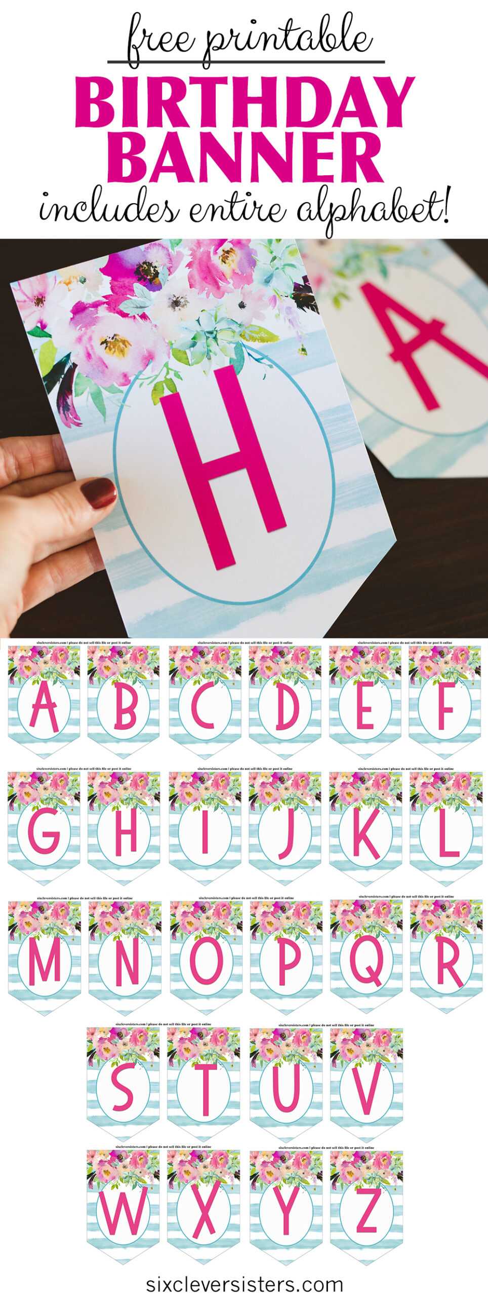 Free Printable Birthday Banner – Six Clever Sisters For Diy Birthday Banner Template