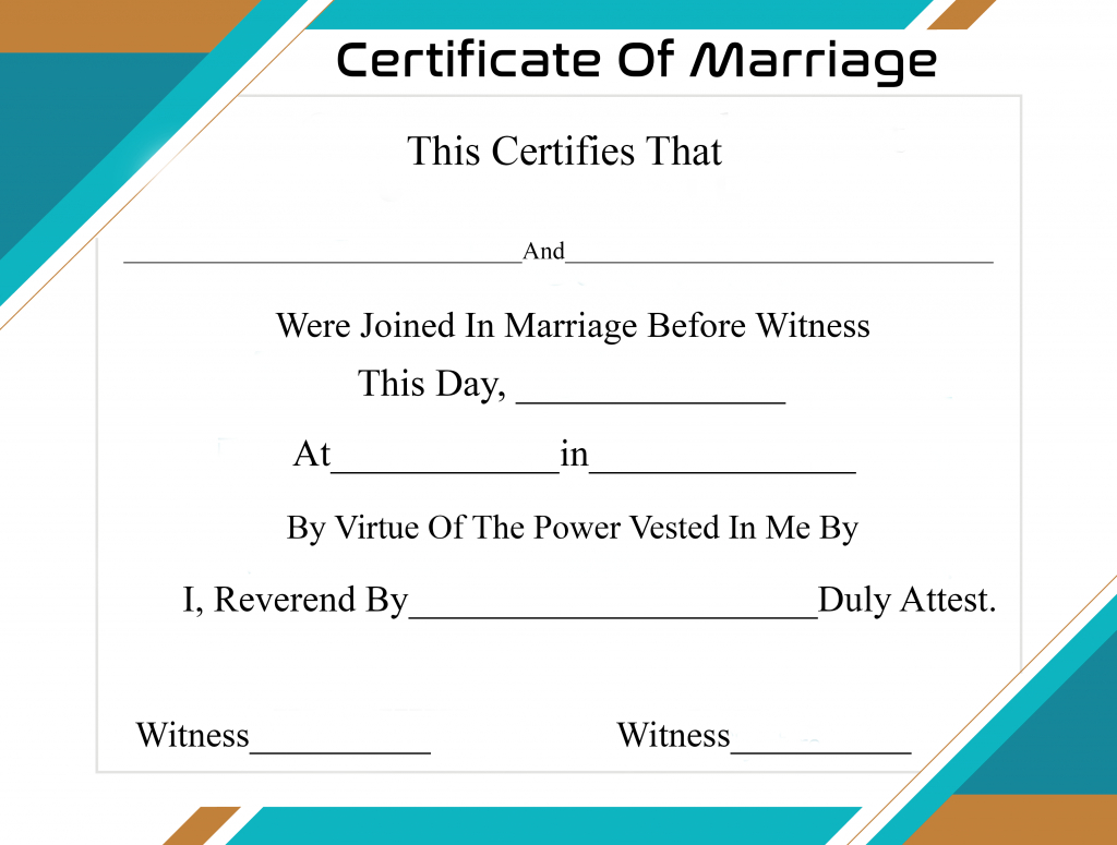 Free Printable Certificate Of Marriage Template Intended For Blank Marriage Certificate Template