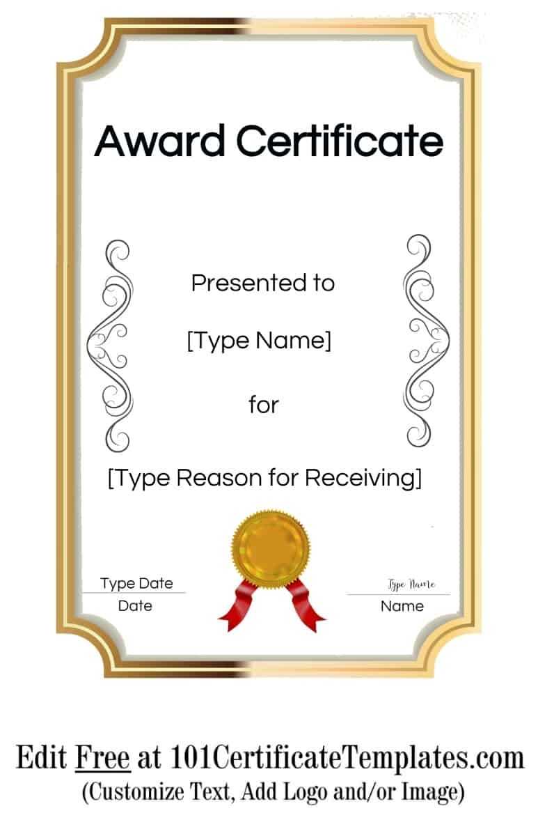 Free Printable Certificate Templates | Customize Online With For Blank Award Certificate Templates Word