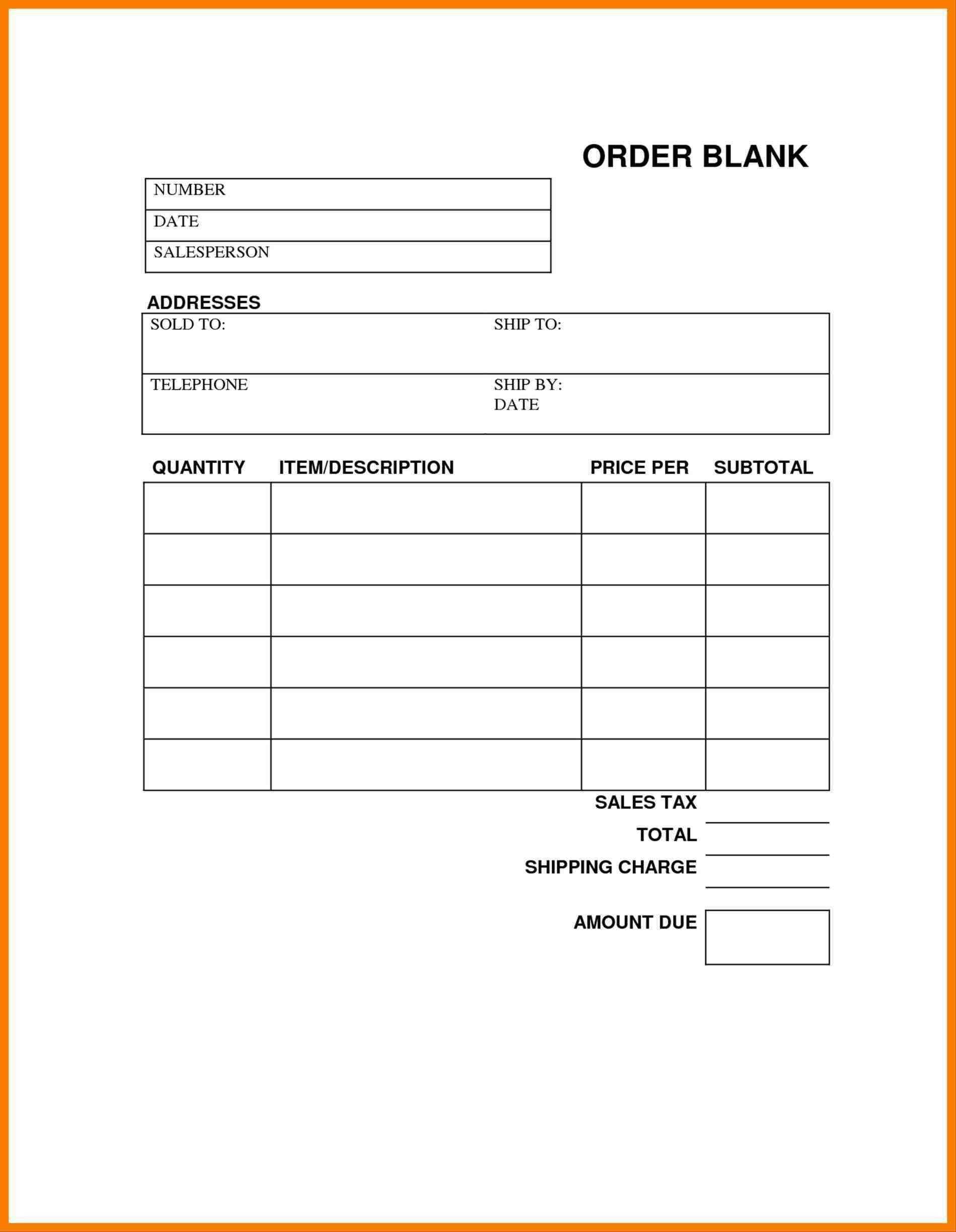 Free Printable Order Form Template | Template Business Psd Pertaining To Blank Fundraiser Order Form Template