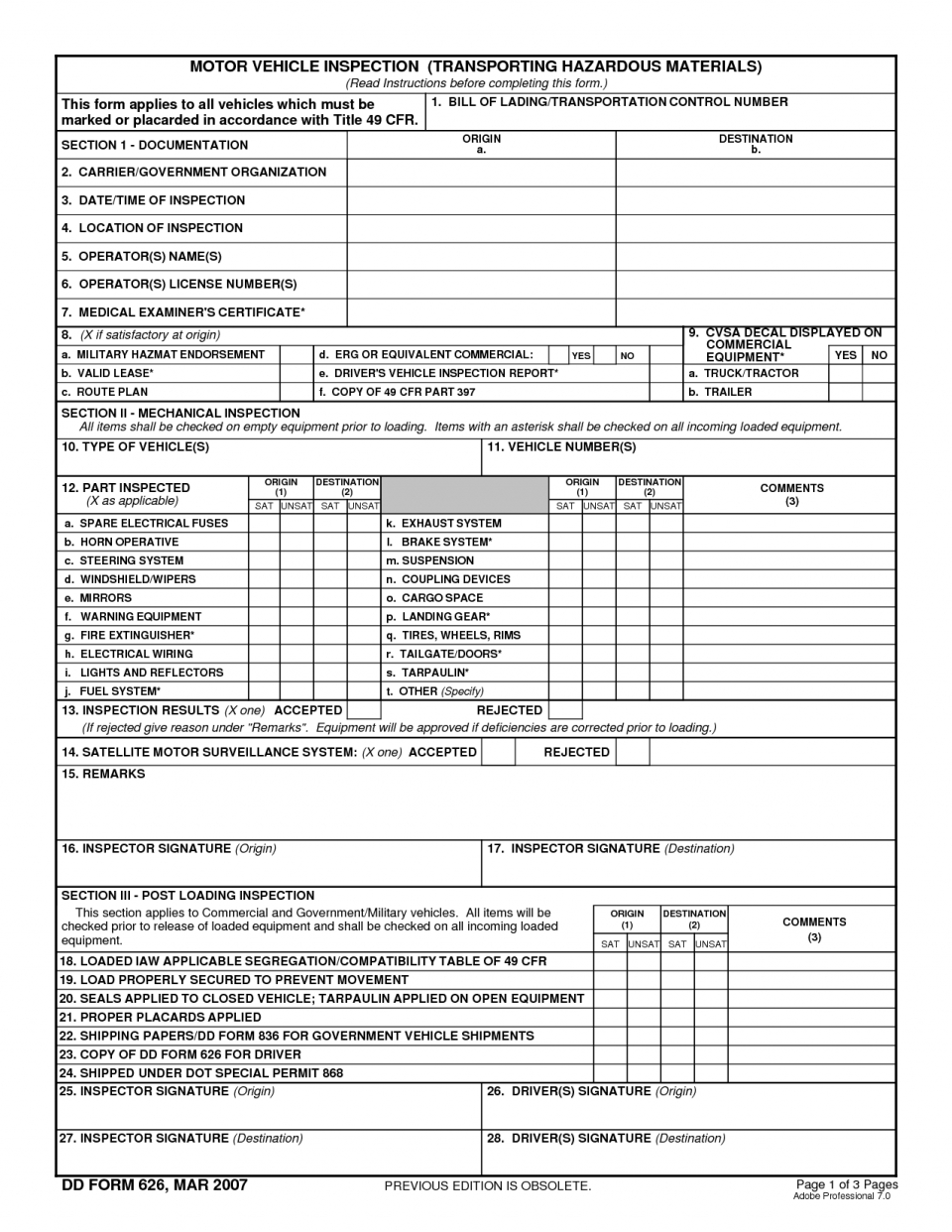 Free Printable Vehicle Inspection Form Template Ideas With Regard To Vehicle Inspection Report Template